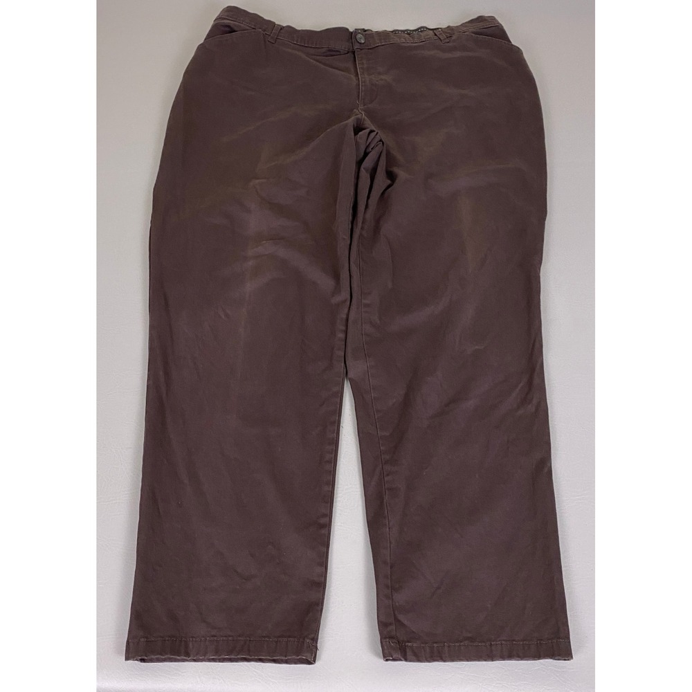 Lee Pants Women's 18W Medium Relaxed‎ Fit Brown Straight Cotton Stretch *Flaw*